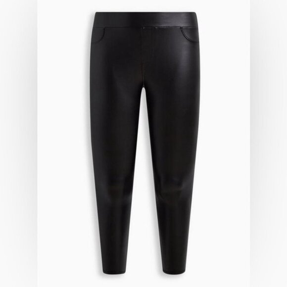 🆕 NWT Women’s torrid Black Full Length Signature Waist Faux Leather Legging - Picture 2 of 5